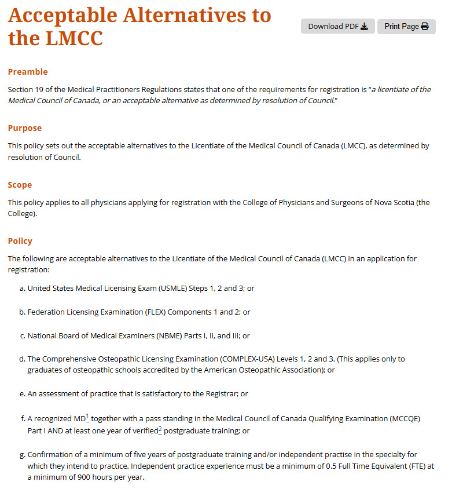 Acceptable Alternatives to the LMCC